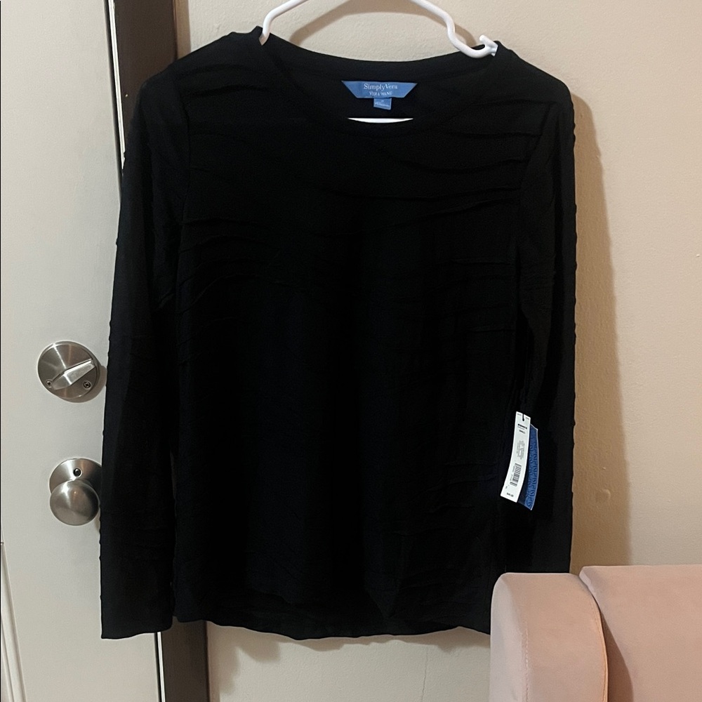 Vera Wang Black Long Sleeve Sweatshirt